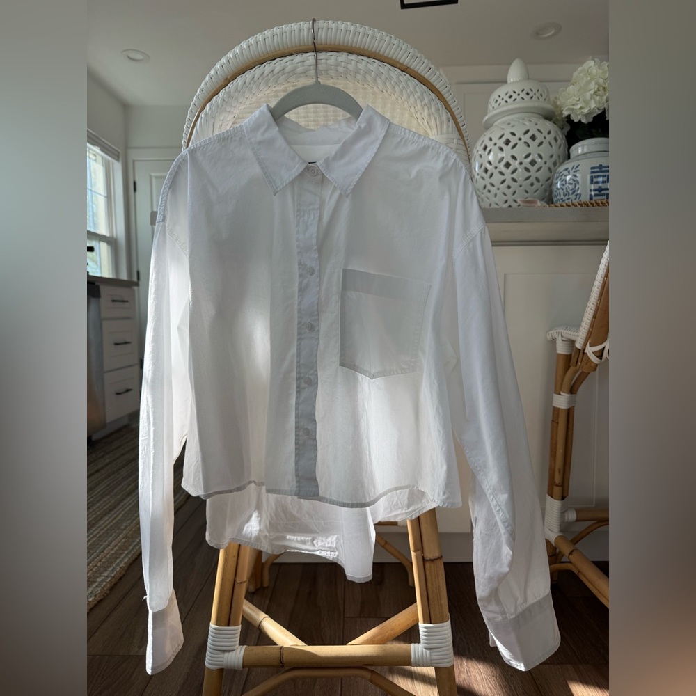 J. Crew White Button-Front Cotton Shirt
